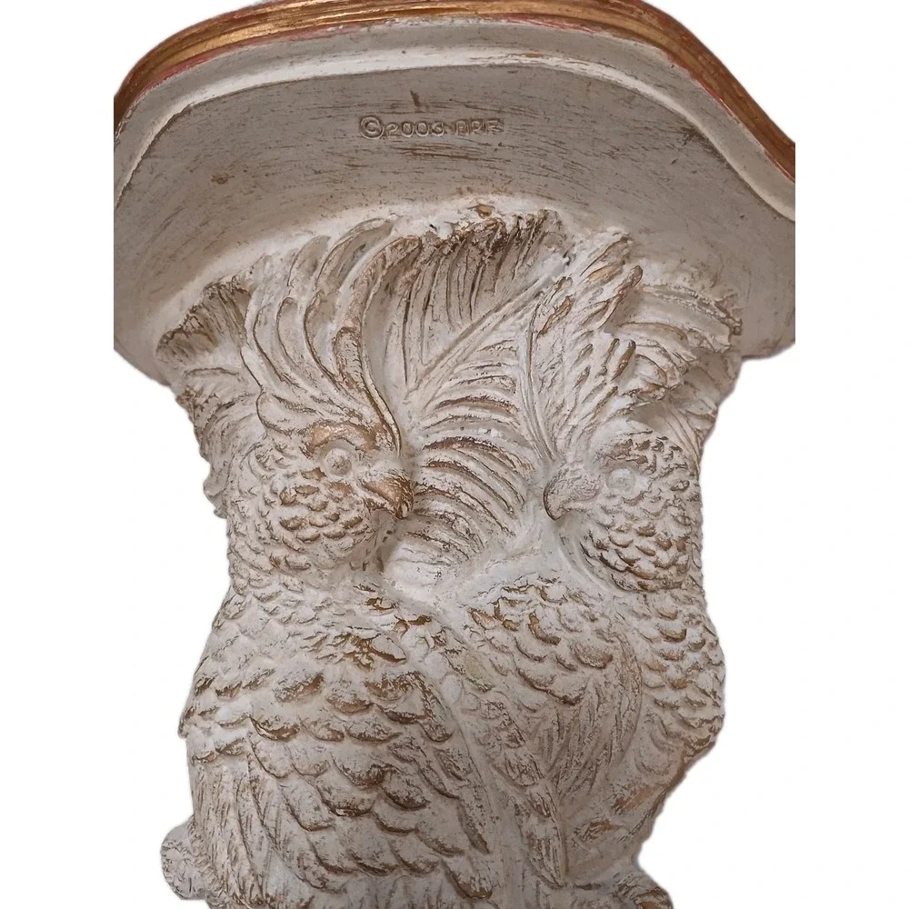 Vintage Palm Beach Carved Wood Tropical Parrot Wall Sconce Display Shelf Regency